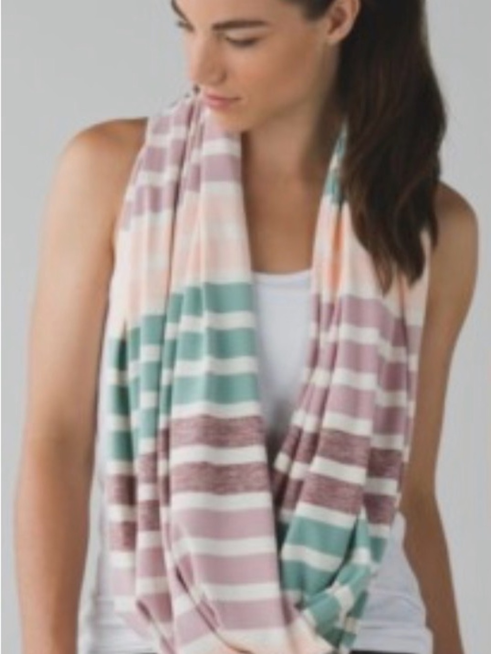 lululemon athletica Pastel Pink, Mint & Cream Striped Scarf